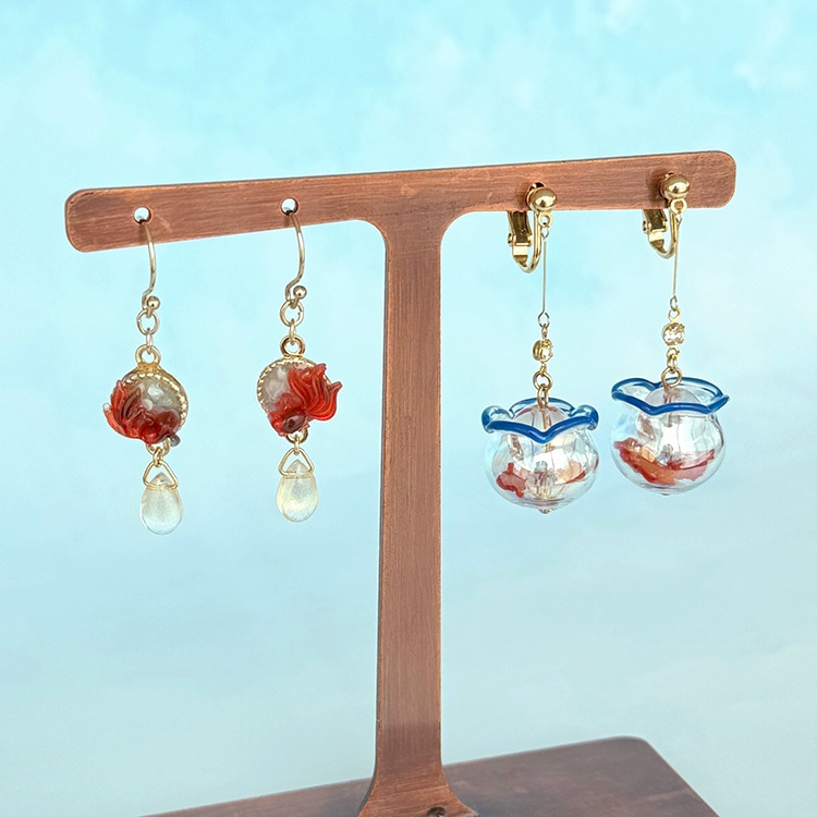 金魚のいる夏景色ピアス＆イヤリング | ビーズ・パーツなどの