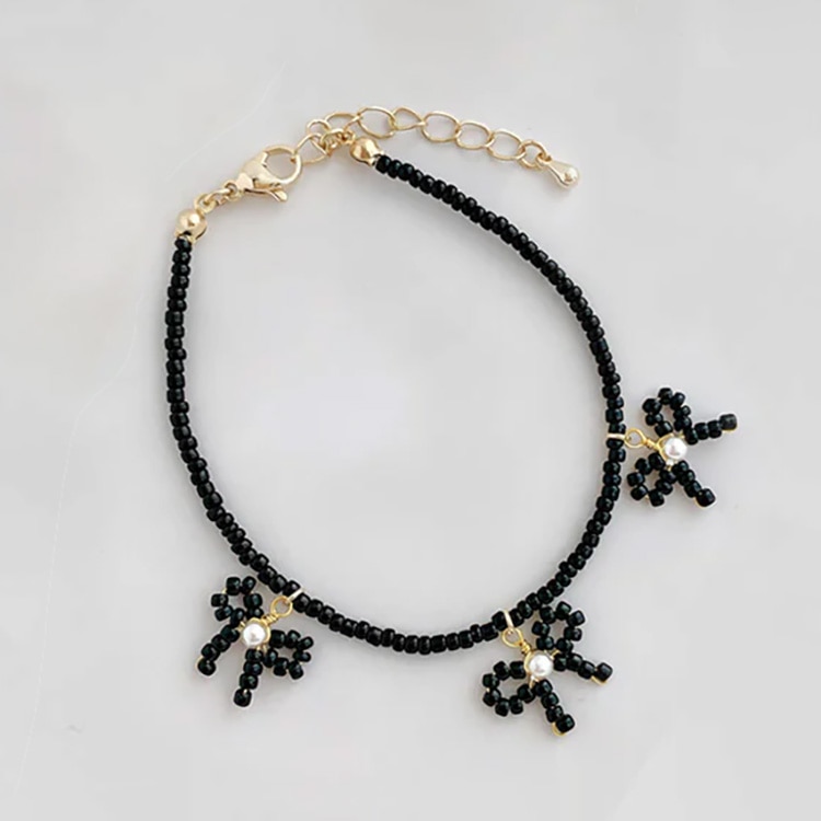 B-158) ビーズリボンブレスレット | ビーズ・パーツなどのハンドメイド