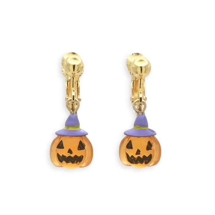P-1255) ハロウィンパンプキンフックピアス | ビーズ・パーツなどの