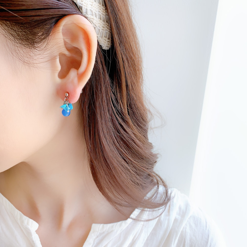 E-619) サザレ×ストーンイヤリング | ビーズ・パーツなどの