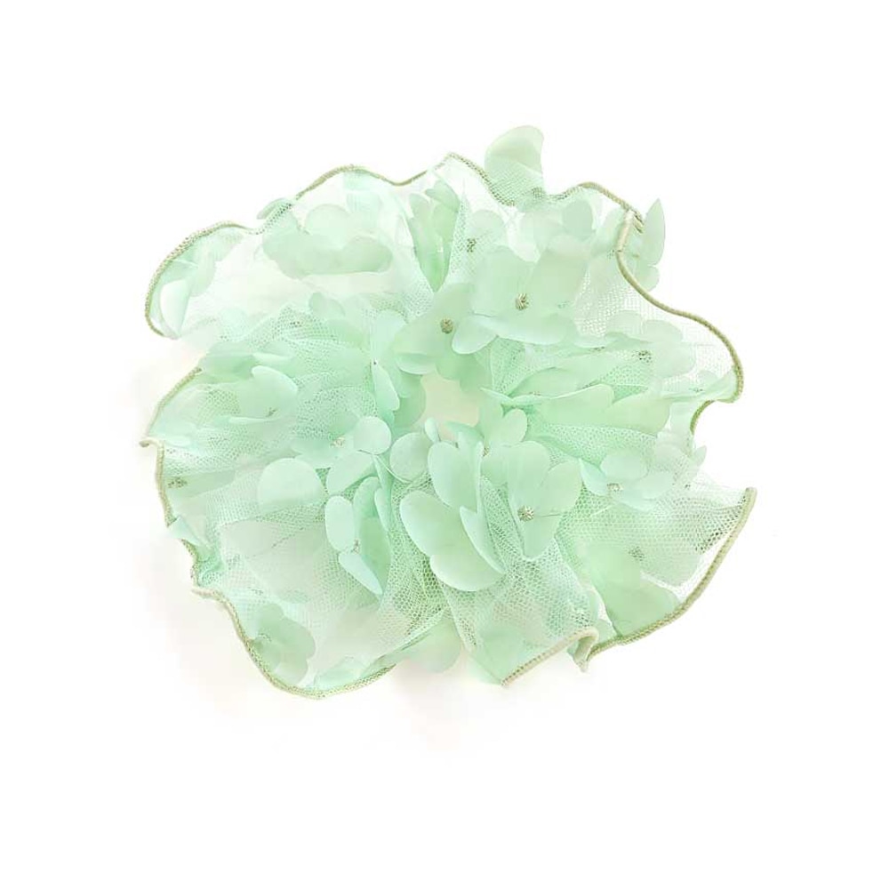 S-465) フラワー付レースシュシュ | ビーズ・パーツなどのハンドメイド