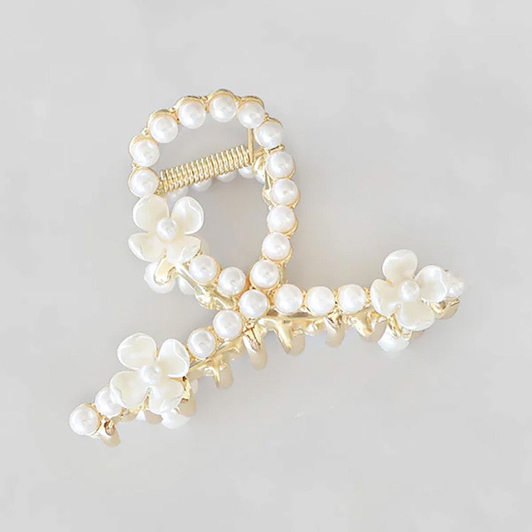 V-461) フラワー付ツイストバンスクリップ | ビーズ・パーツなどの