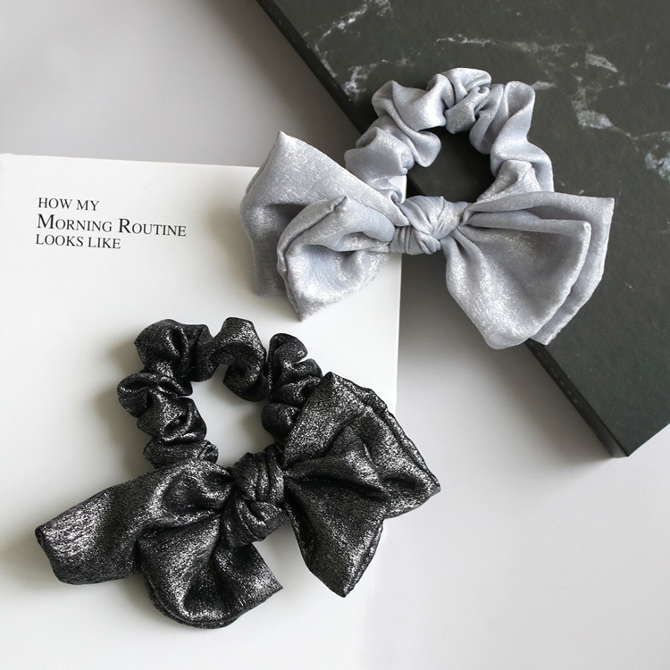 S-646) ラメリボンシュシュ | ビーズ・パーツなどのハンドメイドパーツ