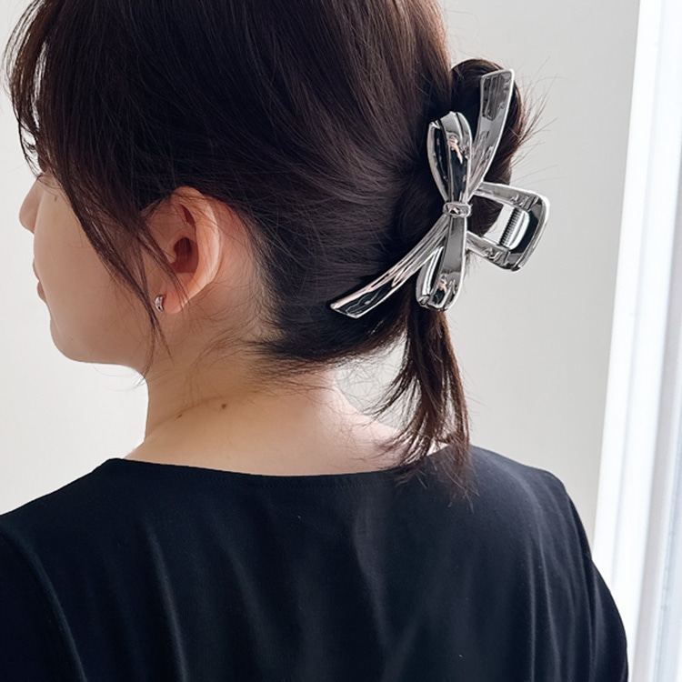 V-577) シルバーリボンバンスクリップ | ビーズ・パーツなどの