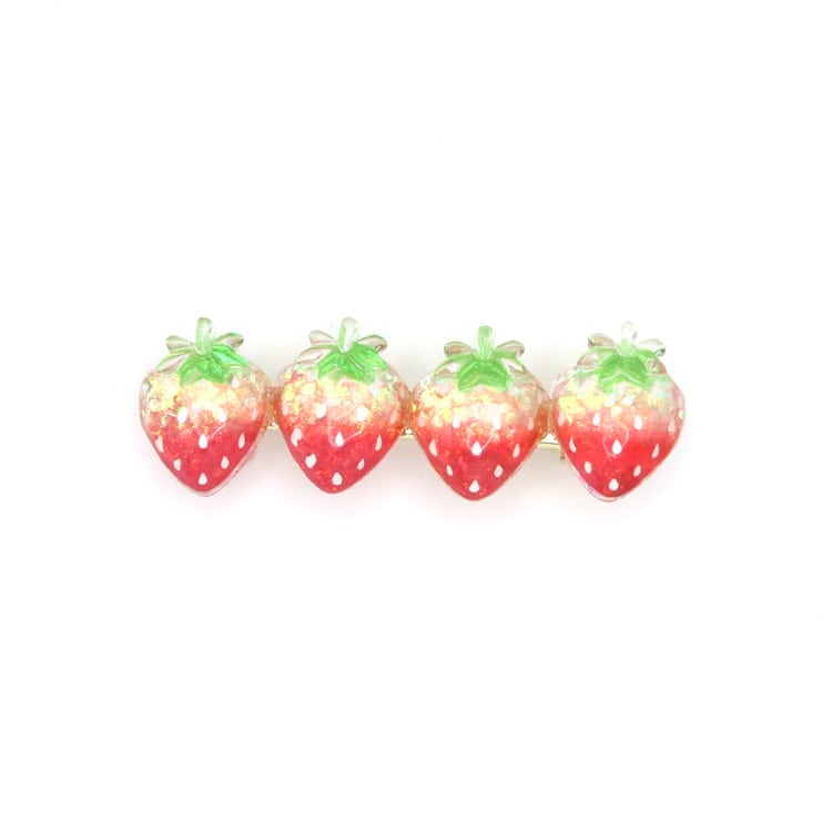 C-427) ぷっくりいちごクリップ | ビーズ・パーツなどのハンドメイド