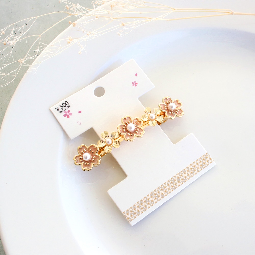 V-548) 桜モチーフバレッタ | ビーズ・パーツなどのハンドメイドパーツ