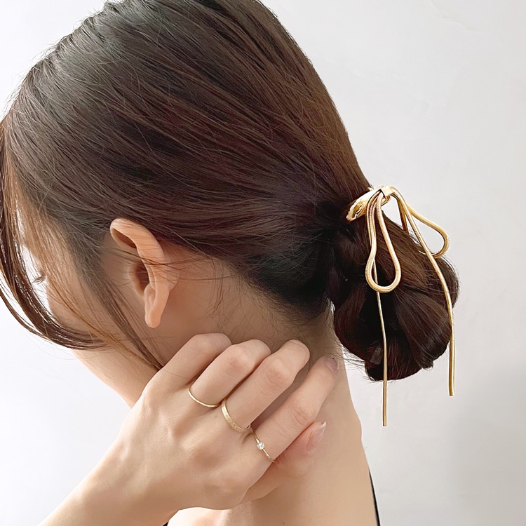 F-150) メタルリボンポニーフック | ビーズ・パーツなどのハンドメイド