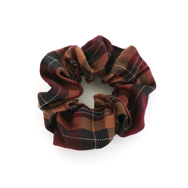 S-678) チェック柄シュシュ | ビーズ・パーツなどのハンドメイドパーツ