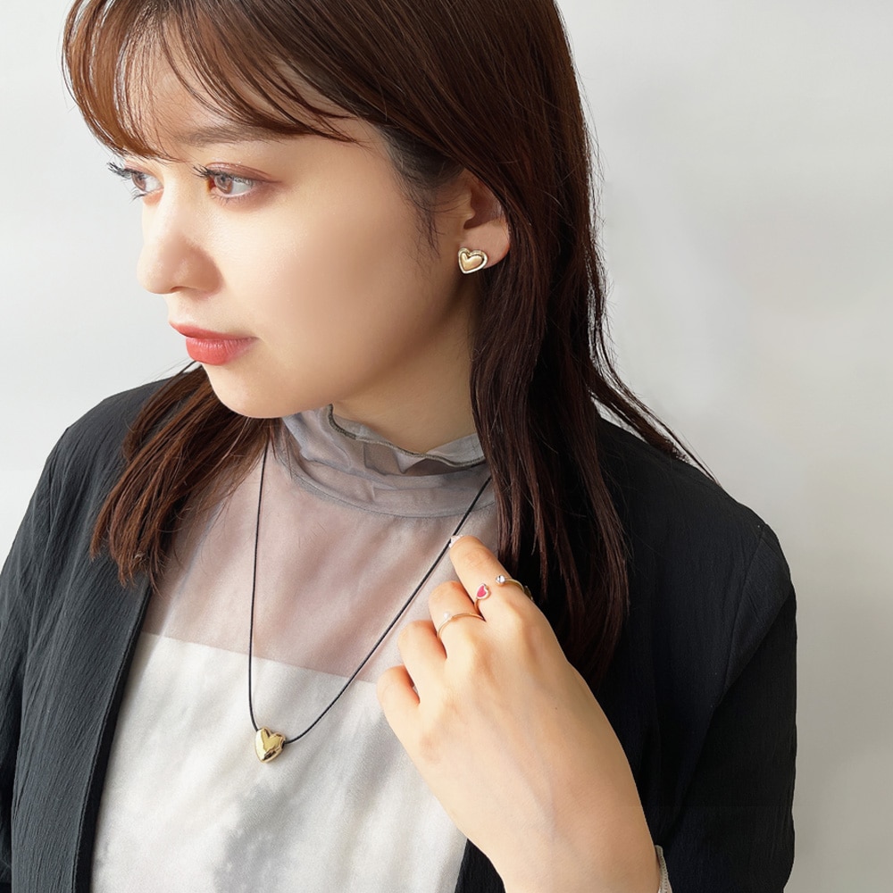 P-975) マットハート樹脂ピアス | ビーズ・パーツなどのハンドメイド