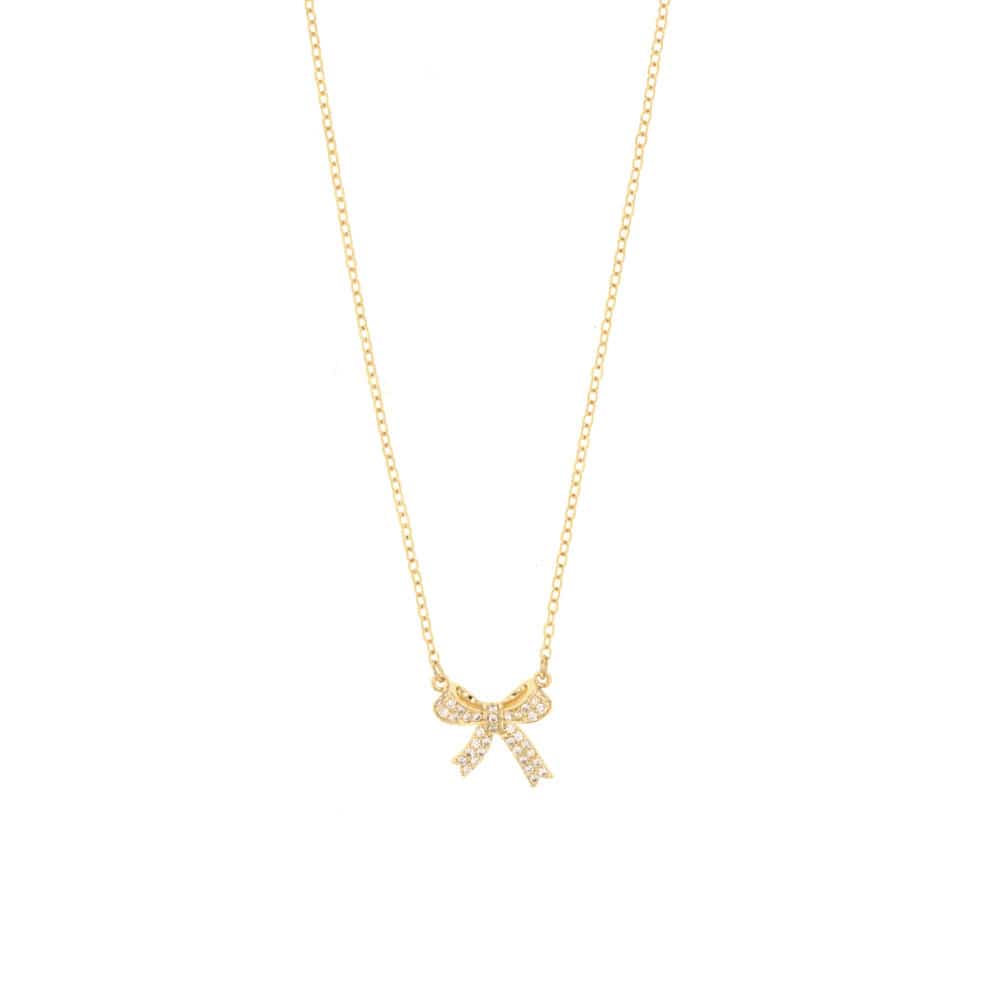 N-320) リボンモチーフネックレス / ニッケルフリー / キュービック