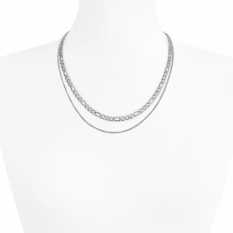 N-344) 2連チェーンネックレス / ステンレス | ビーズ・パーツなどの