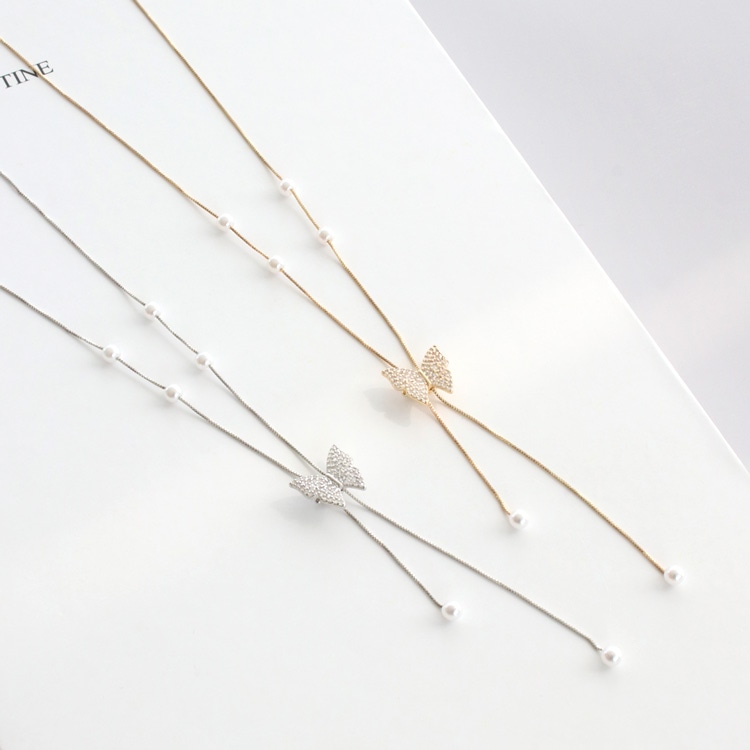 N-365) ハーフビジューハートネックレス / キュービックジルコニア