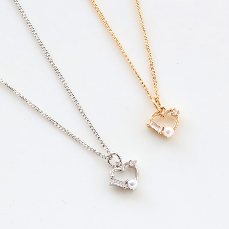 N-421) ハートキーチャームネックレス | ビーズ・パーツなどの