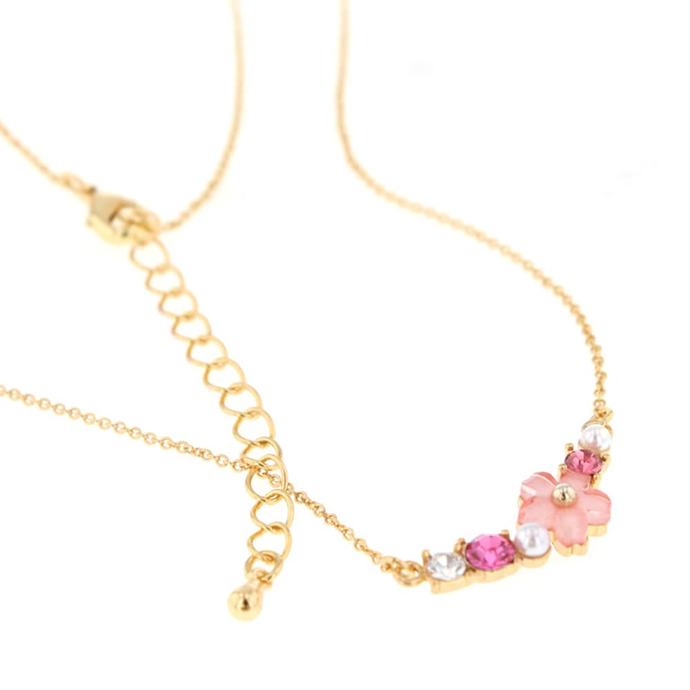 N-323) 桜×ビジューネックレス | ビーズ・パーツなどのハンドメイド
