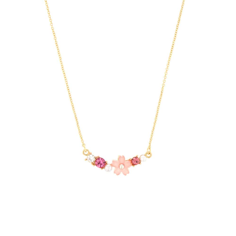 N-323) 桜×ビジューネックレス | ビーズ・パーツなどのハンドメイド