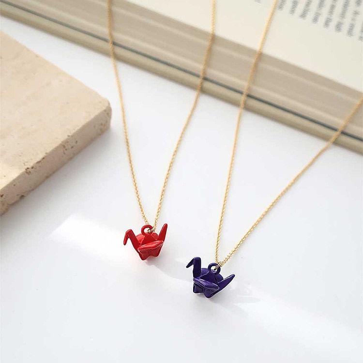 N-220) 折り鶴ネックレス | ビーズ・パーツなどのハンドメイドパーツ