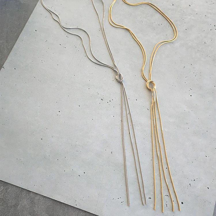 N-314) ノット風ロングネックレス | ビーズ・パーツなどのハンドメイド