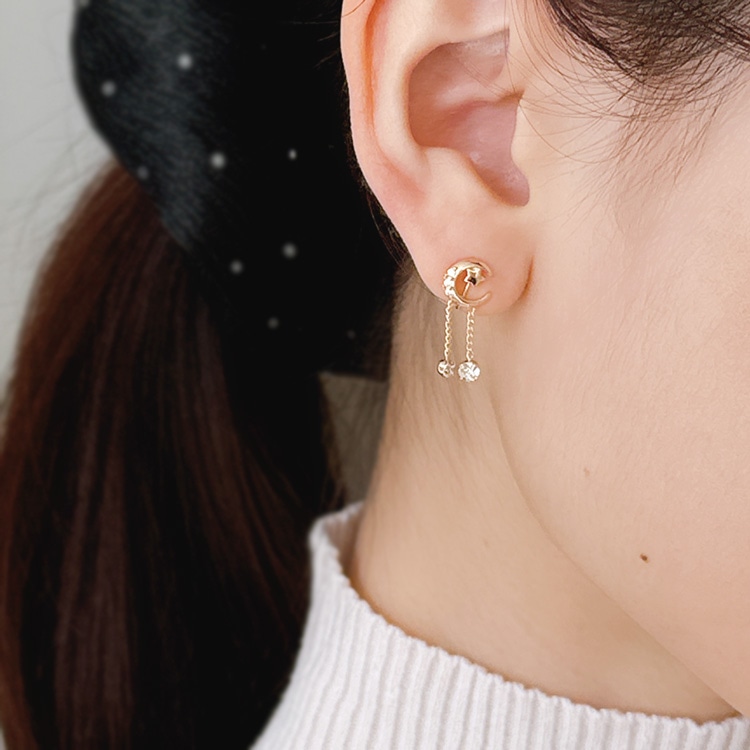 P-1180) クレセントムーンチタンピアス | ビーズ・パーツなどの 