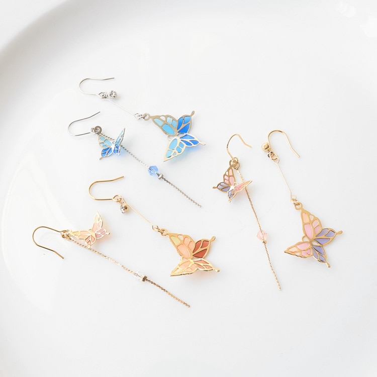 P-1184) メタルバタフライピアス | ビーズ・パーツなどのハンドメイド
