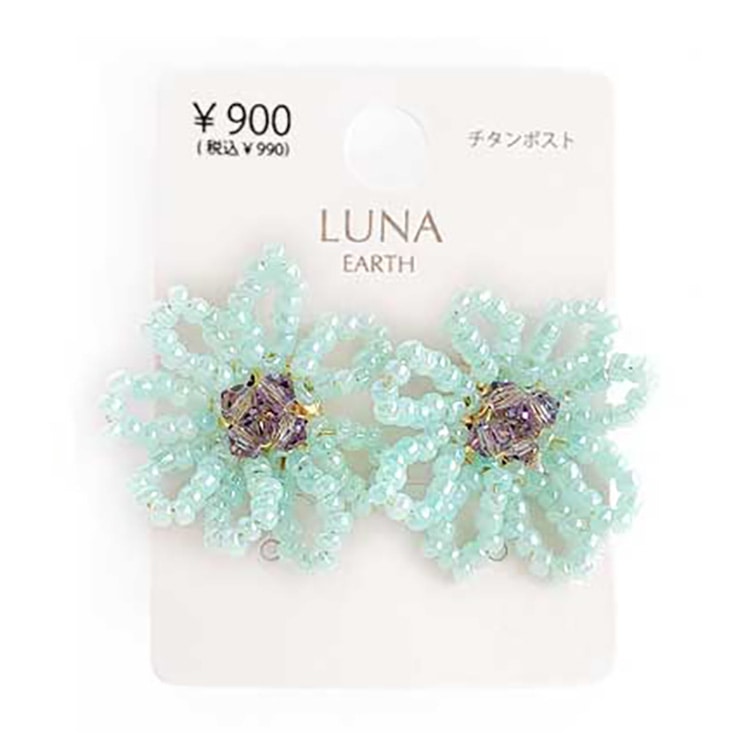 P-797) ビーズフラワーチタンピアス | ビーズ・パーツなどの