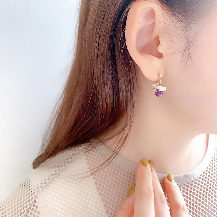 P-884) サザレ×ストーンチタンピアス | ビーズ・パーツなどの