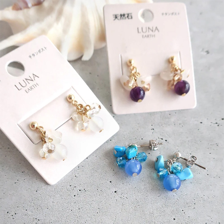 P-884) サザレ×ストーンチタンピアス | ビーズ・パーツなどの