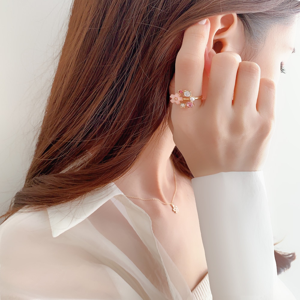 R-445) 桜×ビジューリング | ビーズ・パーツなどのハンドメイドパーツ