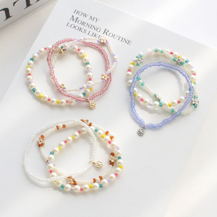 B-178) ビーズ3連セットブレスレット | ビーズ・パーツなどの