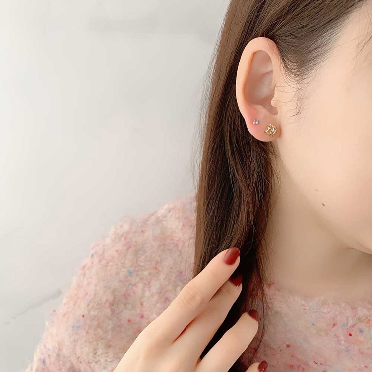 P-758) ストーン×透かしデザインチタンピアス | ビーズ・パーツなどの