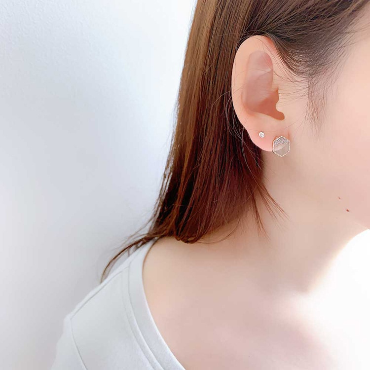 P-861) ヘキサゴンモチーフセットチタンピアス | ビーズ・パーツなどの 