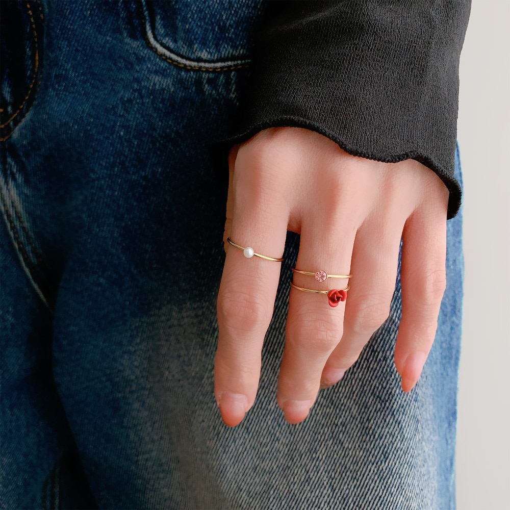 R-414) ローズモチーフセットリング | ビーズ・パーツなどの