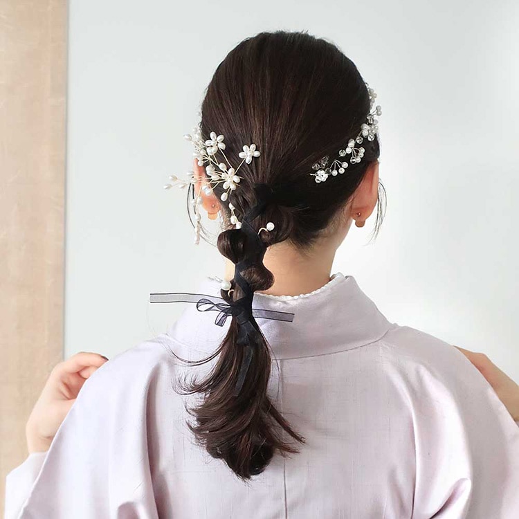 ヘッドドレスNo.185 K-185) ヘッドドレス / パールフラワー | ビーズ・パーツなどの