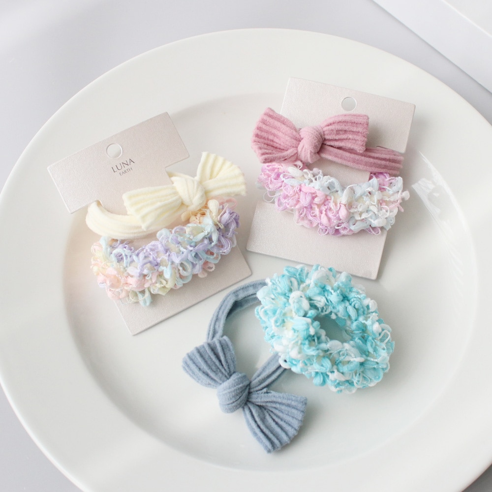 S-501) パールハートヘアゴム×ヘアピンセット | ビーズ・パーツなどの