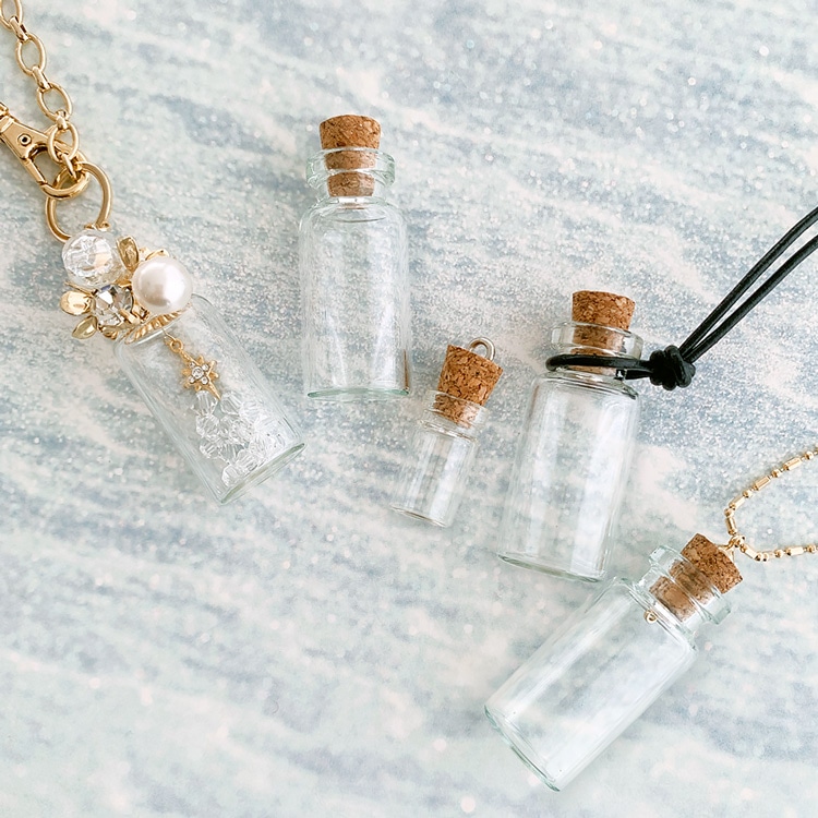 ガラスパーツ コルク瓶 瓶：約35×15mm｜ガラス素材・アクセサリー