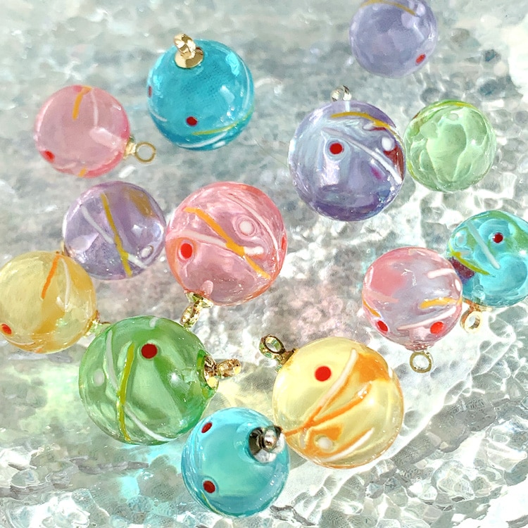 チャーム / ヨーヨー（樹脂）/ BU・G5 約12mm｜アクセサリーチャーム