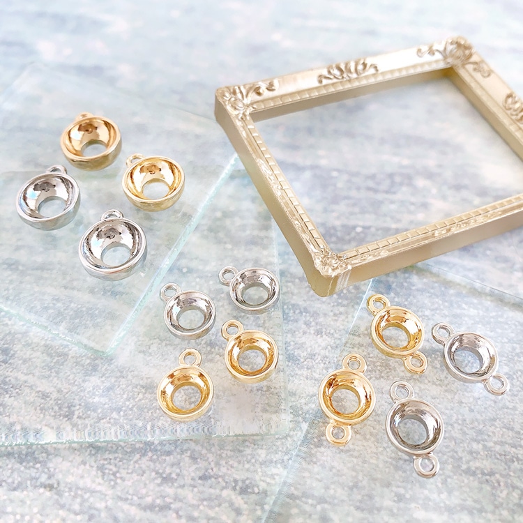 石座・カン付（#1088）ニッケルフリー R 約6mm用｜ハンドメイド
