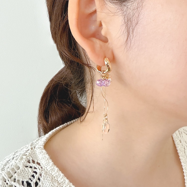 ワンタッチピアス ニッケルフリー（フープ・ニュアンス）R | ビーズ