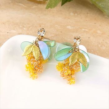 オリジナルキット / 春のあしおと ミモザイヤリング | ビーズ・パーツ