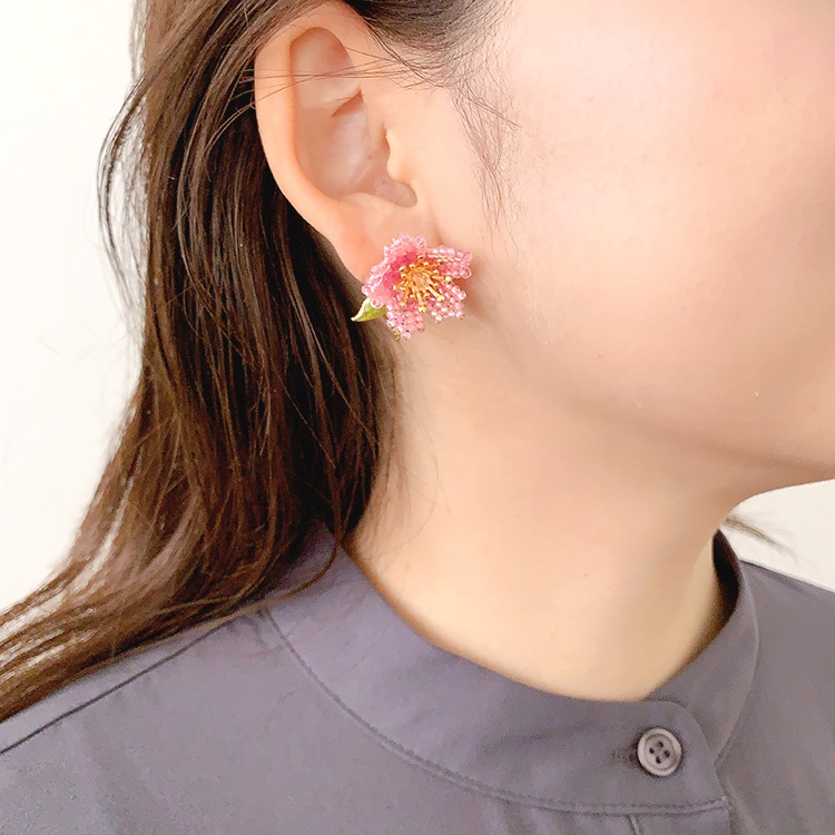 オリジナルキット / ～ビーズステッチ～ 春の華やぎ 桜のピアス