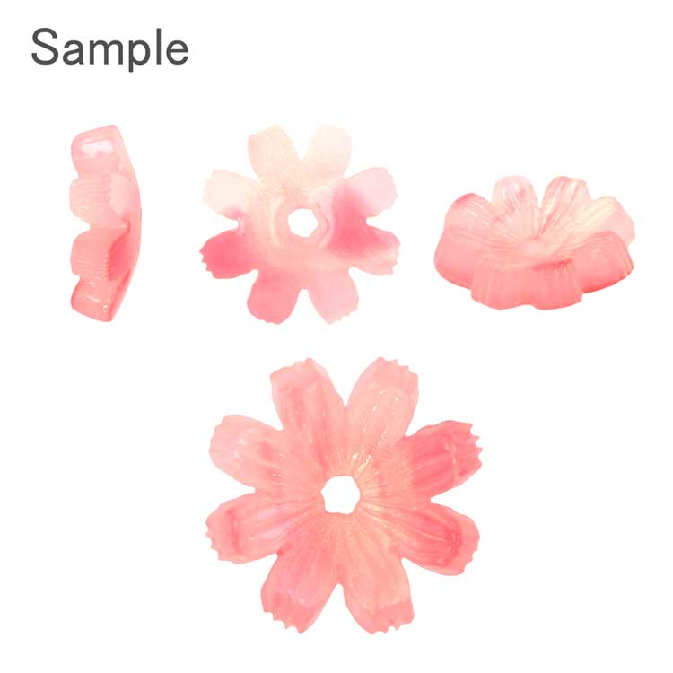 樹脂パーツ フラワー 8弁花 PK 約11mm｜樹脂素材パーツ【パーツクラブ