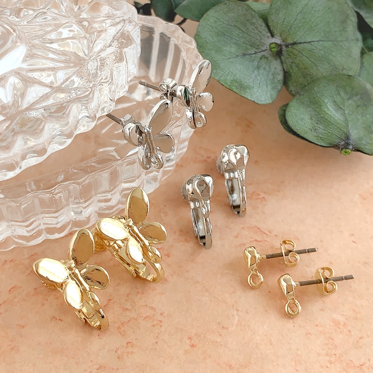 イヤリング（ニュアンスメタル・縦カン付） R ｜アクセサリー金具