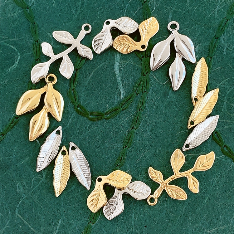 メタルパーツ（チャーム） リーフ R 約19×13mm｜メタル素材パーツ