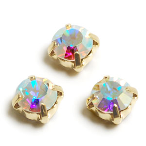 爪付ラインストーンダイヤモンドカット クリスタルAB×G5 約6mm