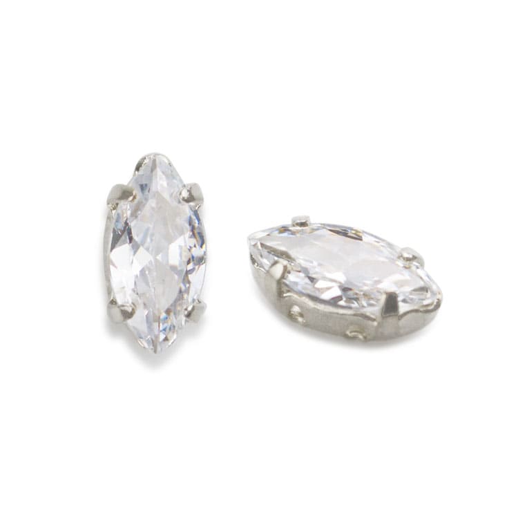 爪付キュービックジルコニア マーキス（4個穴） クリスタル×R 8×4mm 