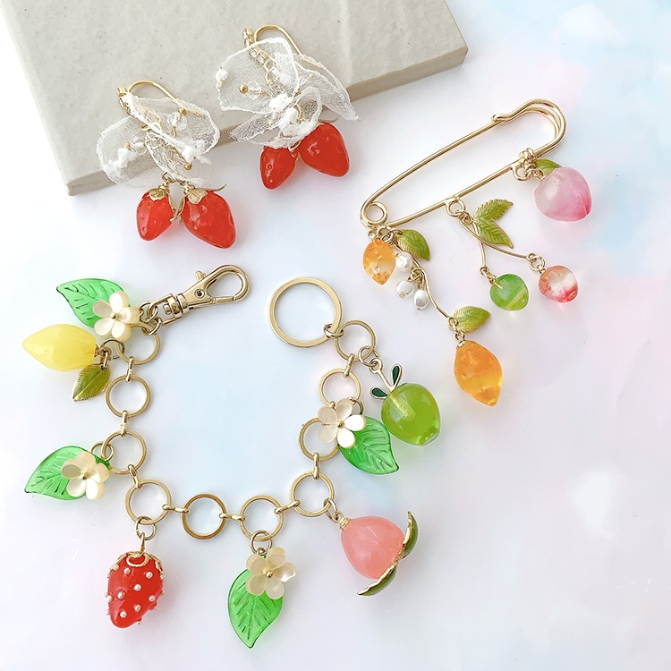 シリコンレジン型 / フルーツ8種（イチゴ・モモ・チェリー・レモン